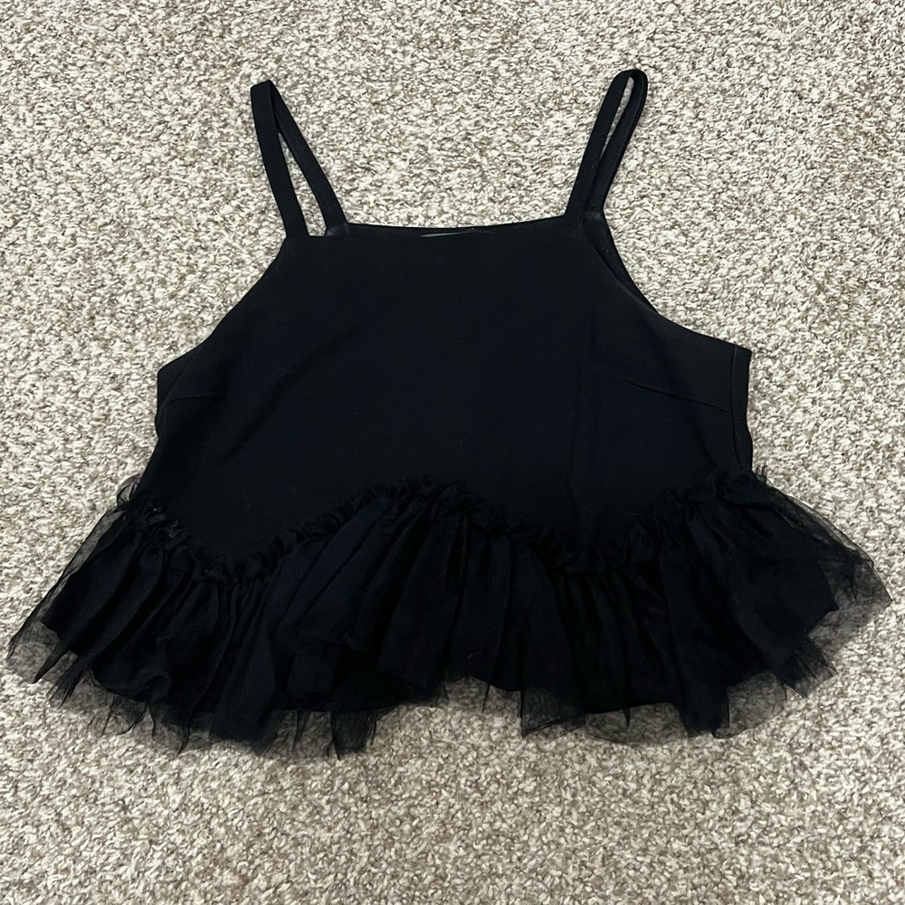 Anthropologie Sunday In Brooklyn ruffle tulle cropped tank top